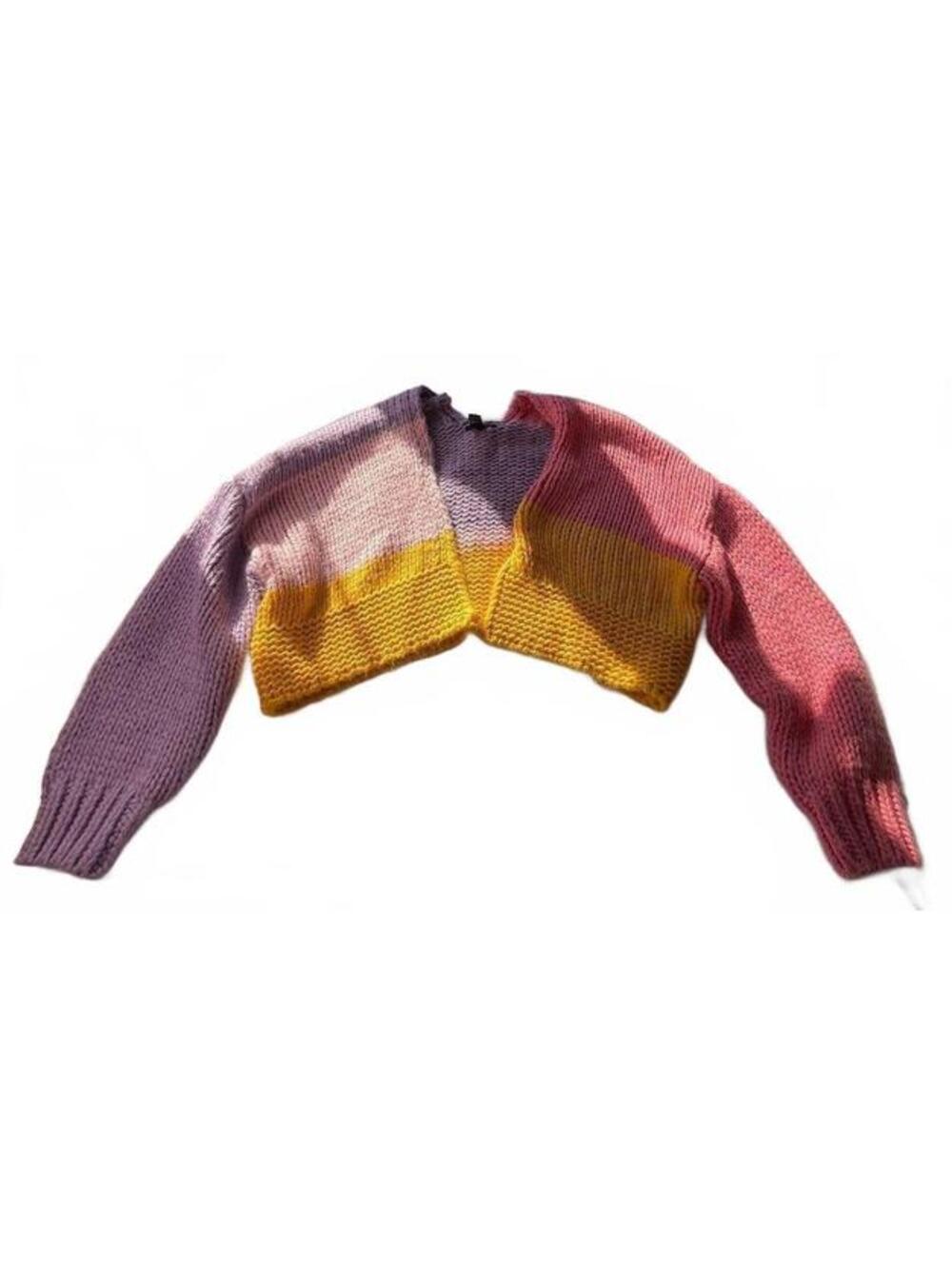 Forever 21 Colorblock Cropped Knit Sweater Size Small